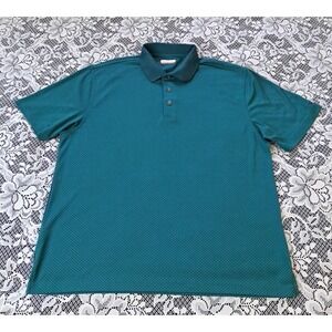 Grand Slam Polo Shirt Men's XL Green Black Geometric Short Sleeve Golf 3 Buttons